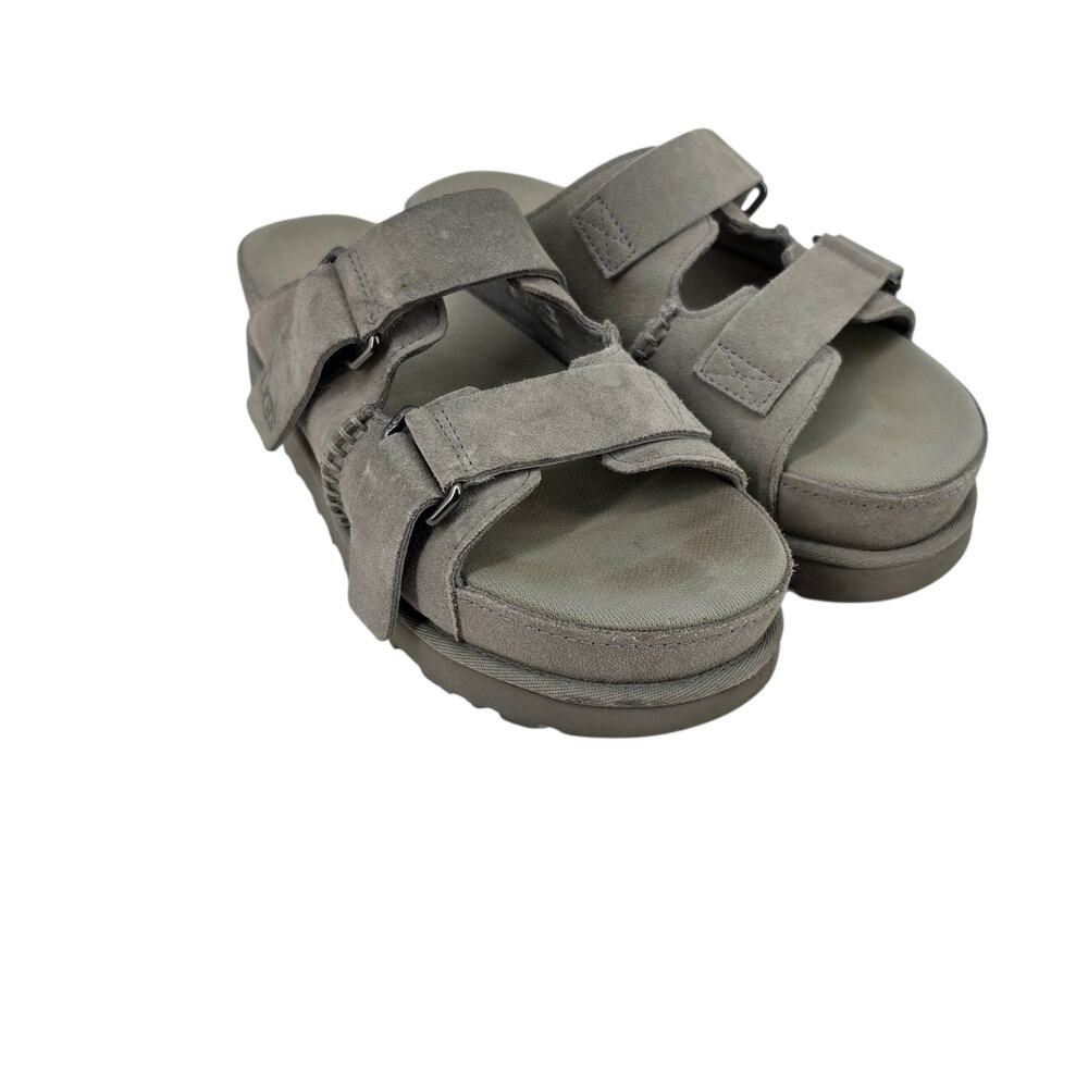 Ugg Gray Suede Goldenstar Hi Slide Adjustable 2-Strap Platform Sandals Size 8